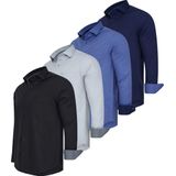Cappuccino Italia - Overhemd Uni - 4-Pack - Navy, Royal, Grijs, Zwart - Katoen, Polyester