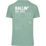 Heren Tee SS met Ballin Est 2013 Backprint Cross Shirt Print - Groen