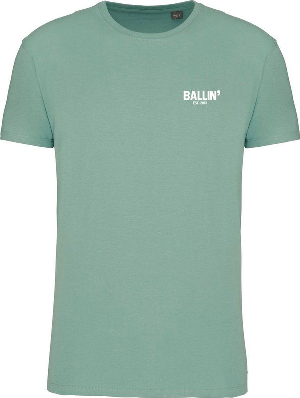 Heren Tee SS met Ballin Est 2013 Backprint Cross Shirt Print - Groen
