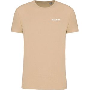Heren Tee SS met Ballin Est 2013 Backprint World Shirt Print - Beige