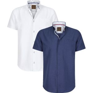 Cappuccino Italia Overhemden Korte Mouw Navy Blauw