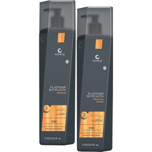 Honma Tokyo - Keratine Behandeling - Voor fijn en geblondeerd haar te stylen - PlastHair - Precious Blend - Stap 1 & Stap 2 - 1000ml