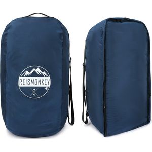 Flightbag voor backpack 2 in 1 - Reismonkey – Flight bag - raincover - Blauw– 50-80L - extra sterk