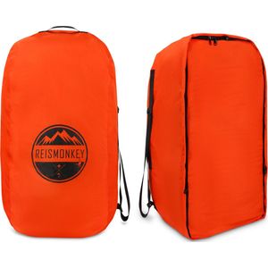 Flightbag voor backpack 2 in 1 - Reismonkey – Flight bag - raincover - Oranje – 50-80L - extra sterk