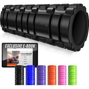 Foam Roller - Triggerpoint Massage - Schuim - Zelfmassage - Snel Herstel Na Sporten - Yoga - Geschikt Voor Volwassenen en Kinderen - Fitness Roller - Pilates - Tegen Spierpijn - 33cm - Zwart