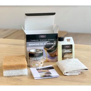 WOCA – Diamond Oil Active Box – Houtskool zwart – 250 ml – Voor Hout - Olie – Intensiefreiniger – Onderhoudsset
