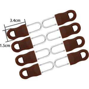 Zipper puller bruin type 2 - 1,5 x 3,4 cm - 8 stuks