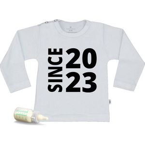 Baby t Shirt Since 2023 - wit - Lange mouw - Maat 50/56