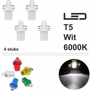 4x T5 1 LED B8.5d CANBus Led Lamp | Helder Wit | 400 Lumen | Type T59430-W | 6000k | 6500k | 400 Lumen | 12V | 1 COB | Verlichting | W3W W1.2W Led Auto-interieur Verlichting Dashboard Warming Indicator Wig | 4 | Autolampen | 6000 Kelvin | 6500