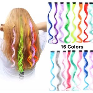 16x Clip in hair extensions - Curly color hairextensions - Carnaval - Nephaar - Clip in haar extensions - Color haar extensions