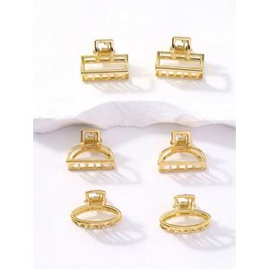 Stevige haarklemmen - Set van 6 stuks - goud - klein - Haaraccessoires - fashion - klemmen - set