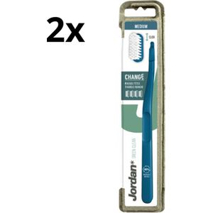2x Jordan Tandenborstel Green Clean Change Medium 4-pack