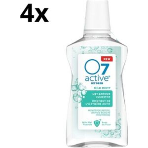 O7 Active Mondspoelmiddel Mild Minty - 4 x 500 ml - Voordeelverpakking