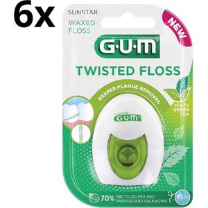 GUM Twisted Floss Tandzijde - 6 x 30 meter - Voordeelverpakking