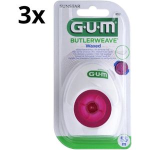 GUM Waxed Butlerweave Tandzijde - 3 x 55 meter - Voordeelverpakking