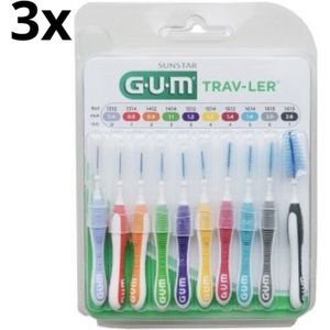 3x GUM Trav-ler Ragers Multipack - 10 stuks - Voordeelverpakking