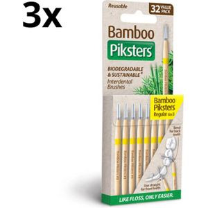 3x Piksters Bamboe Rechte Ragers - Maat 3 - Geel - 32 stuks