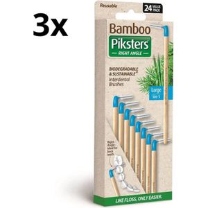 3x Piksters Bamboe Ragers Hoek - Maat 5 - Blauw - 24 stuks