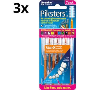 Piksters Rechte Ragers - Maat 8 - Oranje - 3 x 7 stuks - Voordeelverpakking
