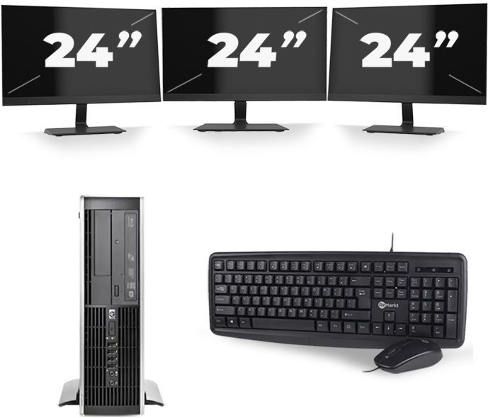 Dell Optiplex 3020 Micro Tower - Intel Core i5-4e Generatie - 8GB RAM - 256GB SSD - Windows 10 + 3x 22 inch Monitor
