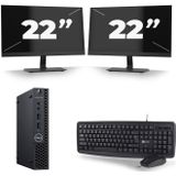 Dell Optiplex 3060 Micro USFF - Intel Core i5-8e Generatie - 16GB RAM - 256GB SSD - Windows 11 + 2x 22 inch Monitor Nette Staat