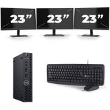 Dell Optiplex 3060 Micro USFF - Intel Core i5-8e Generatie - 16GB RAM - 256GB SSD - Windows 11 + 3x 23 inch Monitor Nette Staat