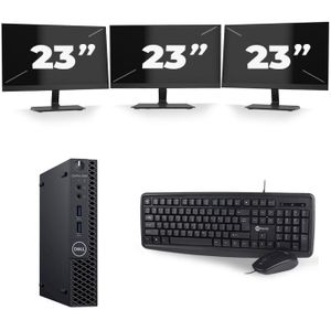 Dell Optiplex 3060 Micro USFF - Intel Core i5-8e Generatie - 16GB RAM - 480GB SSD - Windows 11 + 3x 23 inch Monitor