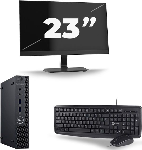 Dell Optiplex 3060 Micro USFF - Intel Core i7-8e Generatie - 16GB RAM - 256GB SSD - Windows 11 + 1x 23 inch Monitor Nette Staat