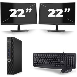 Dell Optiplex 3070 Micro USFF - Intel Core i5-9e Generatie - 16GB RAM - 256GB SSD - Windows 11 + 2x 22 inch Monitor Nette Staat