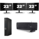 Dell Optiplex 3070 Micro USFF - Intel Core i5-9e Generatie - 16GB RAM - 256GB SSD - Windows 11 + 3x 22 inch Monitor Nette Staat