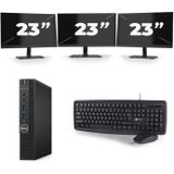 Dell Optiplex 3070 Micro USFF - Intel Core i5-9e Generatie - 16GB RAM - 256GB SSD - Windows 11 + 3x 23 inch Monitor Nette Staat