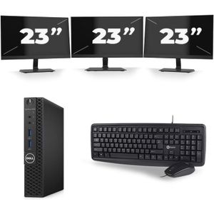 Dell Optiplex 3070 Micro USFF - Intel Core i5-9e Generatie - 16GB RAM - 512GB SSD - Windows 11 + 3x 23 inch Monitor Nette Staat