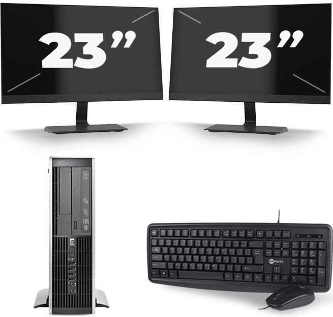 HP Compaq Elite 8300 SFF - Intel Core i3-3e Generatie - 8GB RAM - 120GB SSD - Windows 10 + 2x 23 inch Monitor