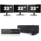 HP Compaq Pro 6300 Micro Tower - Intel Core i5-3e Generatie - 8GB RAM - 256GB SSD - Windows 10 + 3x 23 inch Monitor Nette Staat
