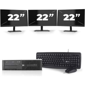 HP Compaq Pro 6300 Micro Tower - Intel Core i5-3e Generatie - 8GB RAM - 240GB SSD - Windows 10 + 3x 23 inch Monitor
