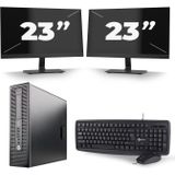 HP EliteDesk 800 G2 SFF - Intel Core i5-6e Generatie - 8GB RAM - 256GB SSD - Windows 11 + 2x 23 inch Monitor Nette Staat