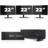 HP ProDesk 400 G3 SFF - Intel Core i3-6e Generatie - 8GB RAM - 120GB SSD - Windows 11 + 3x 22 inch Monitor