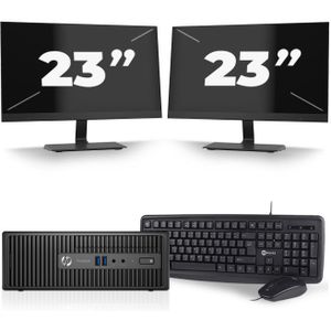 HP ProDesk 400 G3 SFF - Intel Core i5-6e Generatie - 8GB RAM - 256GB SSD - Windows 11 + 2x 23 inch Monitor Nette Staat