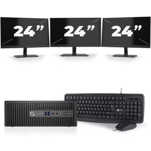 HP ProDesk 400 G3 SFF - Intel Core i5-6e Generatie - 8GB RAM - 256GB SSD - Windows 11 + 3x 24 inch Monitor Nette Staat