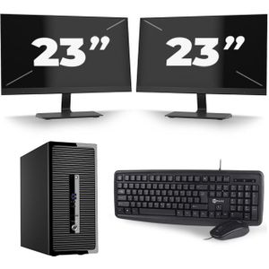HP ProDesk 490 G2 Micro Tower - Intel Core i3-4e Generatie - 8GB RAM - 120GB SSD - Windows 10 + 2x 23 inch Monitor