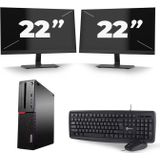 Lenovo ThinkCentre M700 SFF - Intel Core i5-6e Generatie - 8GB RAM - 256GB SSD - Windows 11 + 2x 22 inch Monitor Zichtbaar gebruikt