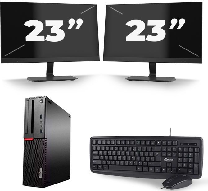 Lenovo ThinkCentre M700 SFF - Intel Core i5-6e Generatie - 8GB RAM - 256GB SSD - Windows 11 + 2x 23 inch Monitor Zichtbaar gebruikt