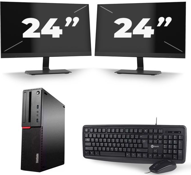 Lenovo ThinkCentre M700 SFF - Intel Core i5-6e Generatie - 8GB RAM - 256GB SSD - Windows 11 + 2x 24 inch Monitor Zichtbaar gebruikt