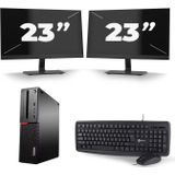 Lenovo ThinkCentre M700 SFF - Intel Core i7-6e Generatie - 16GB RAM - 256GB SSD - Windows 11 + 2x 23 inch Monitor Zichtbaar gebruikt