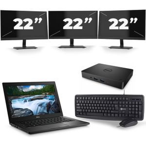 Dell Latitude 3400 - Intel Core i3-8e Generatie - 14 inch - 8GB RAM - 240GB SSD - Windows 11 + 3x 22 inch Monitor Nette Staat