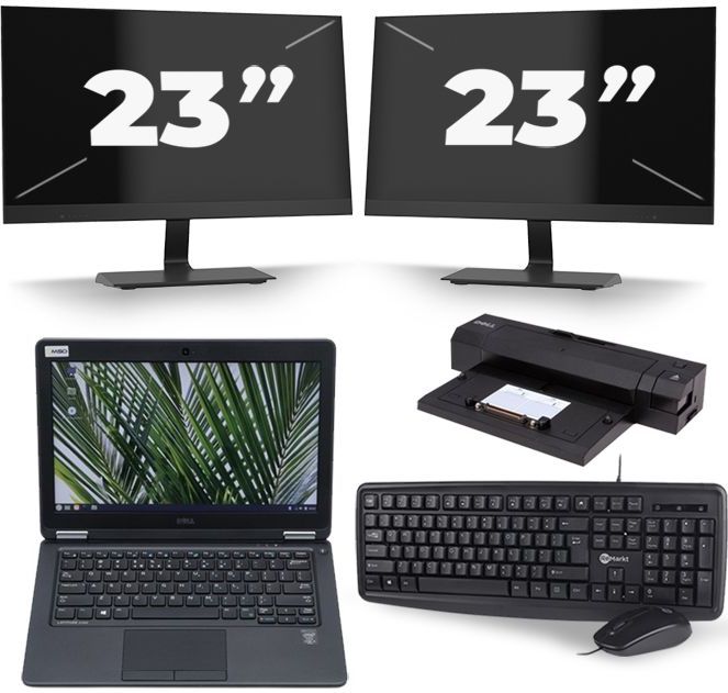 Dell Latitude 5280 - Intel Core i5-7e Generatie - 12 inch - 8GB RAM - 256GB SSD - Windows 11 + 2x 23 inch Monitor Nette Staat