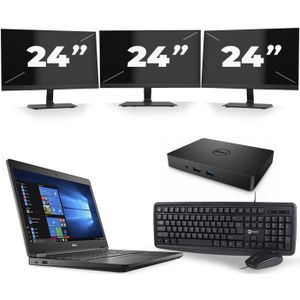 Dell Latitude 5480 - Intel Core i5-6e Generatie - 14 inch - 8GB RAM - 256GB SSD - Windows 11 + 3x 24 inch Monitor Zichtbare schade