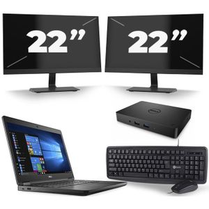 Dell Latitude 5480 - Intel Core i3-7e Generatie - 14 inch - 8GB RAM - 256GB SSD - Windows 11 + 2x 22 inch Monitor Zichtbaar gebruikt