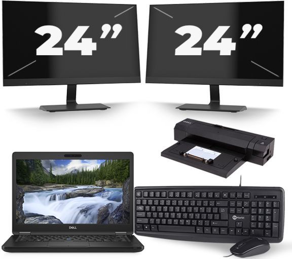 Dell Latitude 5491 - Intel Core i5-8e Generatie - 14 inch - 16GB RAM - 256GB SSD - Windows 11 + 2x 24 inch Monitor Zichtbare schade