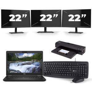 Dell Latitude 5491 - Intel Core i5-8e Generatie - 14 inch - 16GB RAM - 256GB SSD - Windows 11 + 3x 22 inch Monitor Zichtbare schade